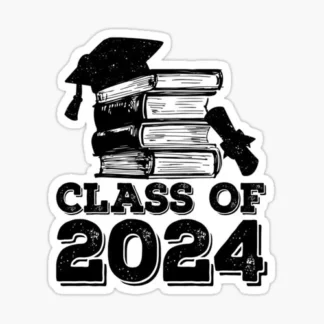 class of 2024 books Vinyl  Sticker  cup Window Bumper Wall Laptop