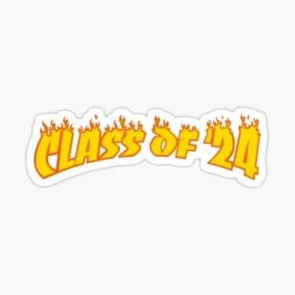 class of 24 grad flaming Vinyl  Sticker  cup Window Bumper Wall Laptop