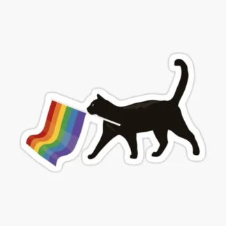 gay pride flag cat  heart Cute Fun Love Is Love Sticker gay pride