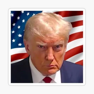trump mugshot american flag sticker political presidential race funny joke
