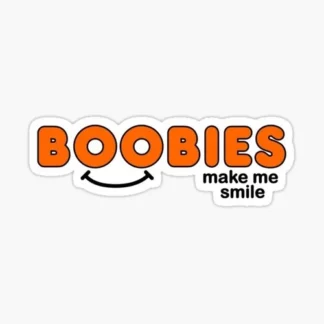 boobies make me smile  funny joke  sticker  skateboard hardhat laptop