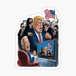 DONALD TRUMP 7/13 Attempted Assassination biden laughing Sticker MAGA