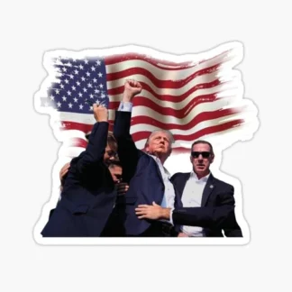 DONALD TRUMP 7/13 Attempted Assassination sticker Wavy American flag