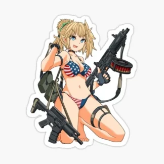 Sexy Anime Stickers  america gun  Girl Women Explicit Beautiful Gorgeous