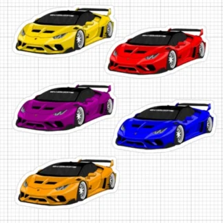 5x pack of race car stickers red blue yellow purple orange kids trucks vans SUV