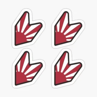 4x pack of JDM red  rising sun car flag stickers engine racing trucks vans SUV