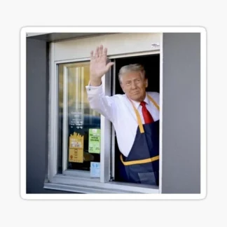 DONALD TRUMP  Drive Thru McDonalds uniform MAGA USA biden