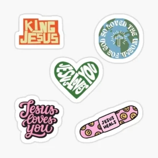 (5) Jesus loves you die cut Sticker Pack - Jesus Christian Religious God
