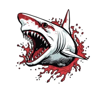 Bloody great white shark sticker laptop tumblr skateboard hardhat cool fishing