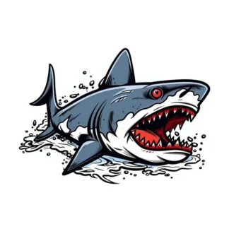 Bloody great white shark sticker laptop tumblr skateboard hardhat  fishing