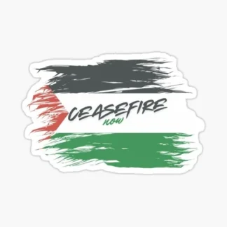 Cease Fire Now Sticker Palestine flag  USA
