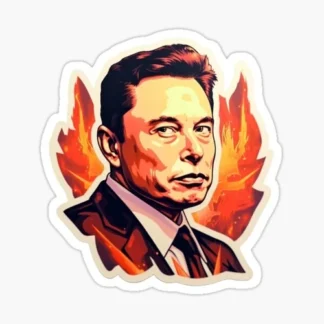10x elon musk on flames tesla elon musk hilarious joke sticker USA