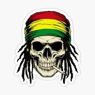 rasta stoner dread skull sticker laptop skateboard welding bumper car truck