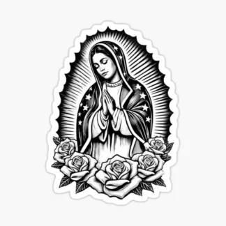 Virgen de Guadalupe Virgin Mary Virgencita Floral Sticker waterproof