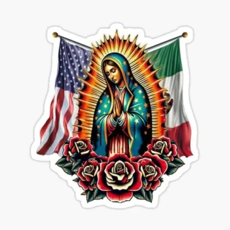 Virgen de Guadalupe Virgin Mary Virgencita Floral Sticker usa mexico waterproof