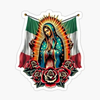 Virgen de Guadalupe Virgin Mary Virgencita Floral Sticker mexico flagswaterproof