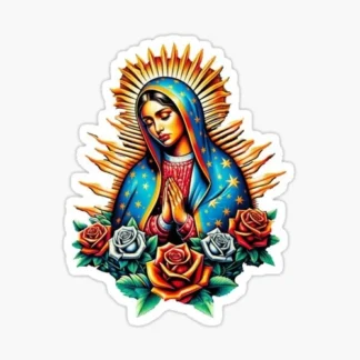 Virgen de Guadalupe Virgin Mary Virgencita Floral Sticker bright waterproof