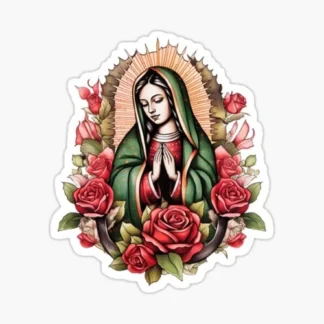 Virgen de Guadalupe Virgin Mary Virgencita Floral Sticker  waterproof