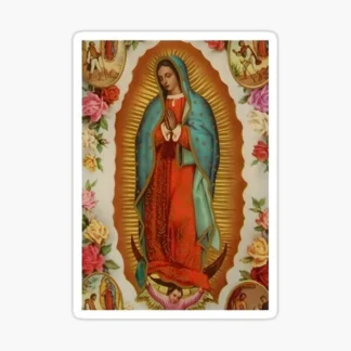 Virgen de Guadalupe Virgin Mary Virgencita Floral Sticker  waterproof