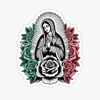Virgen de Guadalupe Virgin Mary Virgencita Floral Sticker  red green waterproof