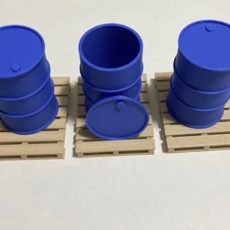 3x DRUM/BARREL Pallets MINI Scale Deco. RC Truck/Military/Diorama/Garage 1:24