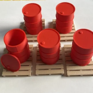 5x DRUM/BARREL Pallets MINI Scale Deco. RC Truck/Military/Diorama/Garage 1:24