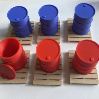 6x DRUM Pallet Simulation MINI Scale Deco. RC Truck/Military/Diorama/Garage 1:24
