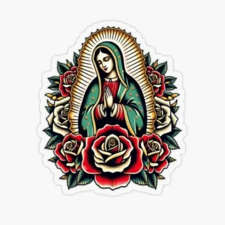 Virgen de Guadalupe Virgin Mary Virgencita Floral Sticker waterproof