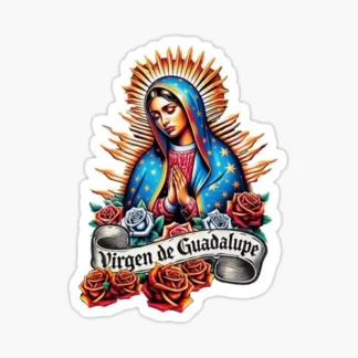 Virgen de Guadalupe Virgin Mary Virgencita Floral Sticker waterproof