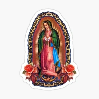 Virgen de Guadalupe Virgin Mary Virgencita cheetah Floral Sticker waterproof