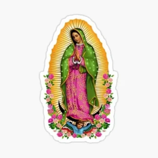 Virgen de Guadalupe Virgin Mary Virgencita  Floral Sticker waterproof