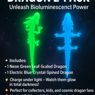 2x pack of Neon GLOW Crystal Dragons Articulated Dragon Fidget Toy Deco 17in
