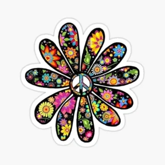 peace flower sticker- Laptop Sticker / Water Bottle Sticker /  Animals