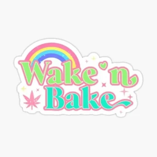 WAKE & BAKE rainbow  vinyl sticker. 420, weed, marijuana sticker for bong.