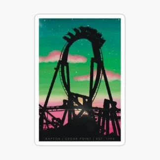 raptor sunset roller coaster enthusiast sticker