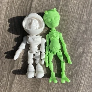 Articulated Spaceman And GLOW IN THE DARK Space Alien Toy Figure Pack
