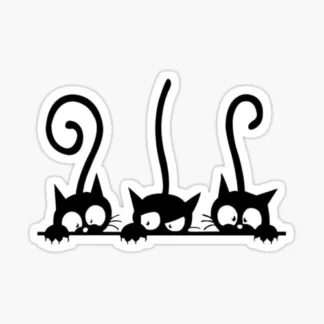 3 Black Peeking Cat For laptop cup Window Wall Vinyl Decal Sticker